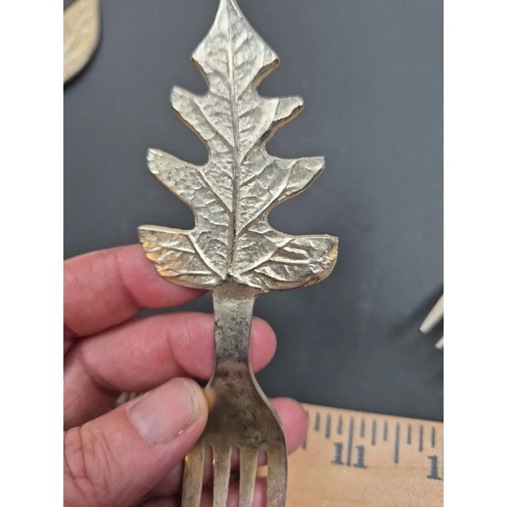 Lot Of 3 Forks Vintage‎ Silver Tone Appetizer Leaf Decorative Cocktail Fork